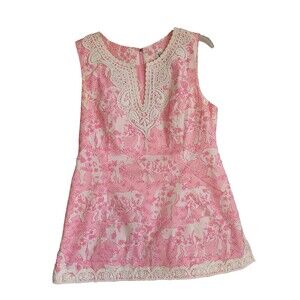 Lilly Pulitzer Tunic Top 10 Pink Lace Beachy Lined Cruise Resort Travel
